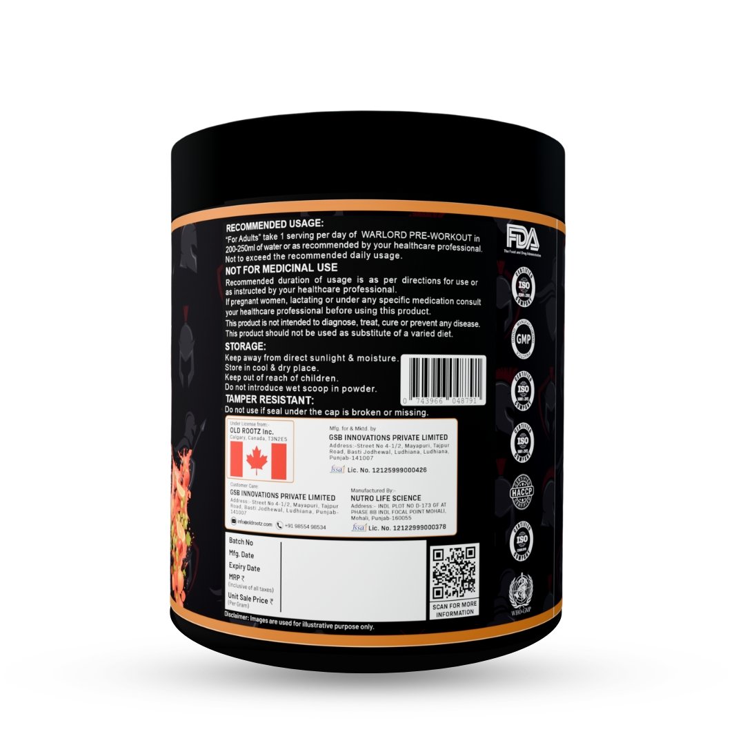 OLD ROOTZ Warlord Pre-Workout – Blueberry Flavour | 30 Servings | 420g - Image 5