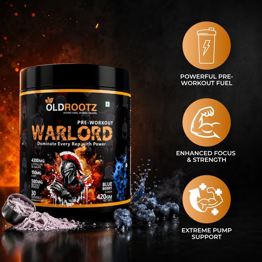 OLD ROOTZ Warlord Pre-Workout – Blueberry Flavour | 30 Servings | 420g - Image 7